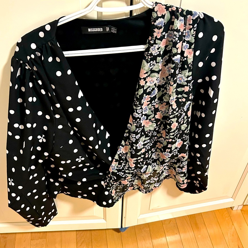 Missguided Black and Floral Blouse